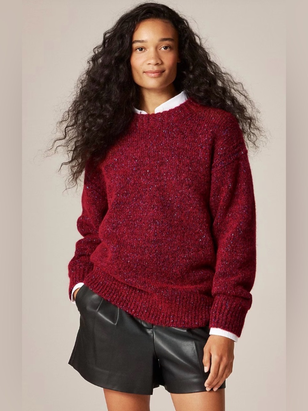 New! J.Crew Relaxed crewneck pullover Red Multi